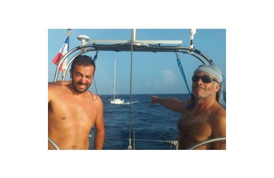 Federico (a sinistra) con Manù mentre trainano alla Guadalupa il Jolie Rouge
