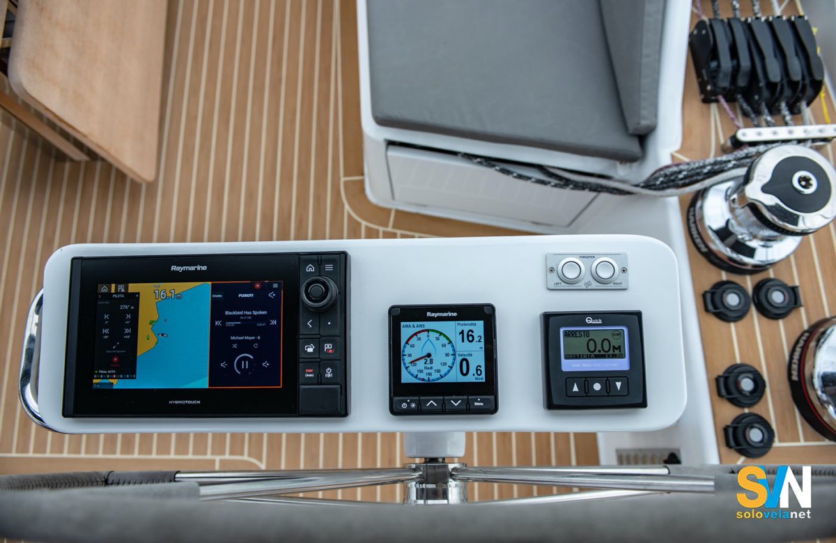 La consolle di una moderna barca a vela dove tutti gli strumenti sono connessi con il protocollo NMEA 2000