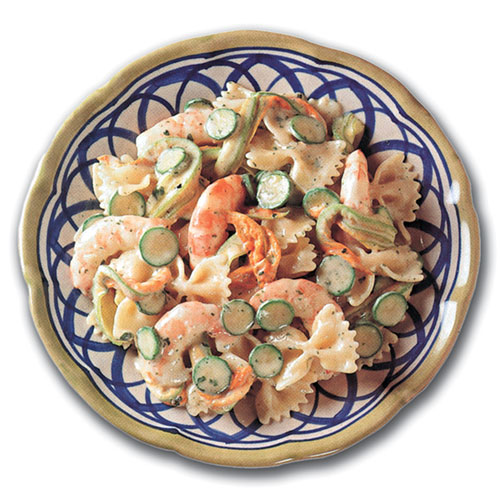 Farfalle, zucchine e gamberi