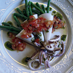 Calamari ripieni di fagiolini con pesto