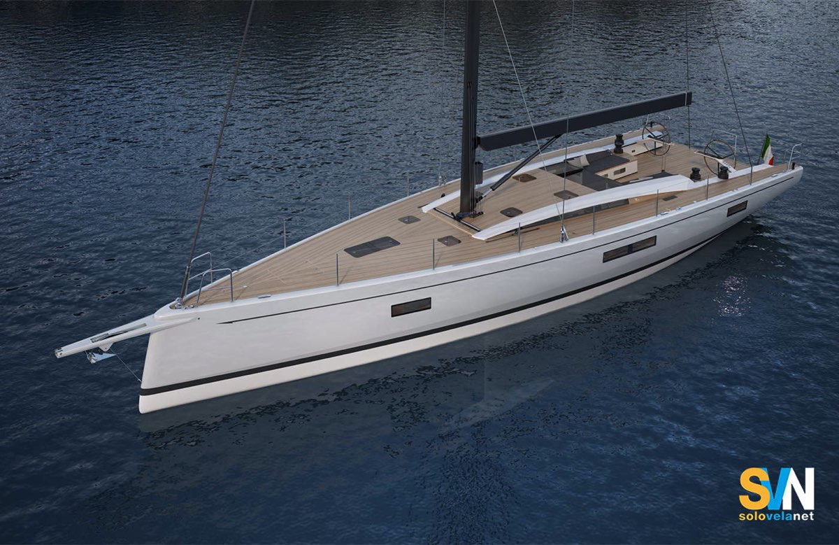 Coperta flash deck, baglio massimo arretrato e attrezzatura in carbonio caratterizzano questo MD58ab