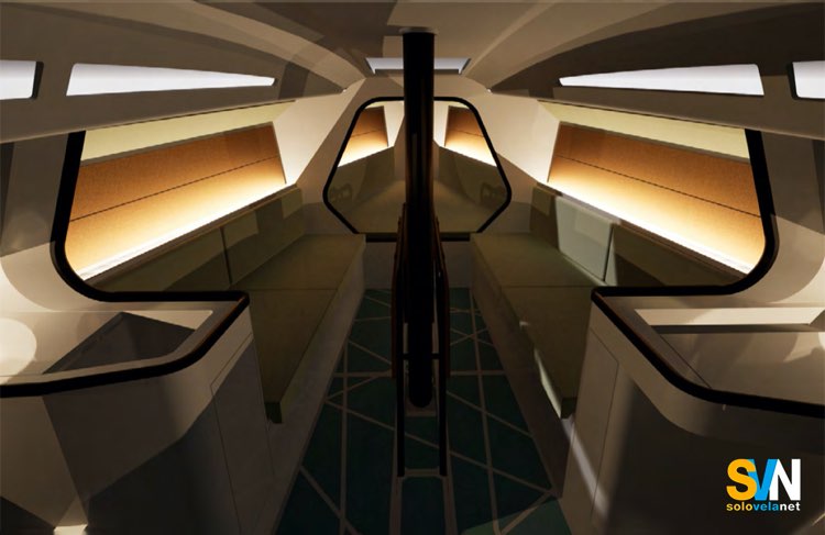 Gli interni del 9.98 Next Generation privilegiano leggerezza e funzionalità, con un layout essenziale pensato per l’attività agonistica