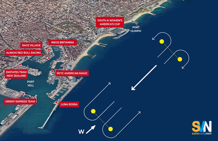 Il campo di regata a bastone davanti a Castel dell'Ovo dove si svolgeranno le regate