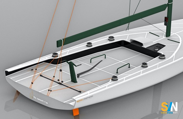 Vista dall’alto del pozzetto: layout essenziale, winch distribuiti per il lavoro di squadra e spazi liberi per garantire efficienza in regata.