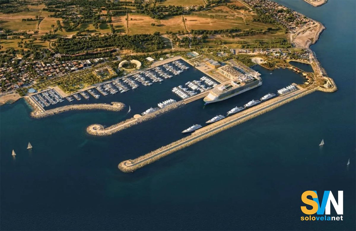 Rendering di come sarà il porto di Fiumicino a ridosso di Fiumara Grande destinato alle navi da crociera e al diporto