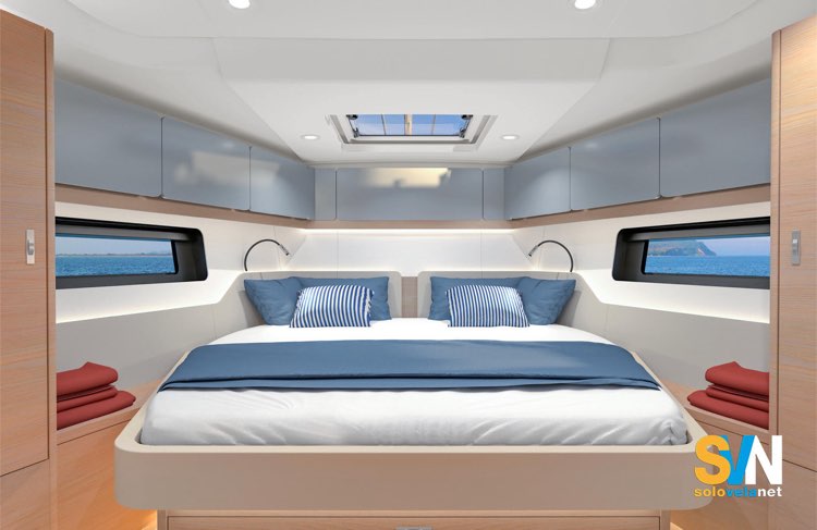 Hanse 461, il rendring della cabina di prua