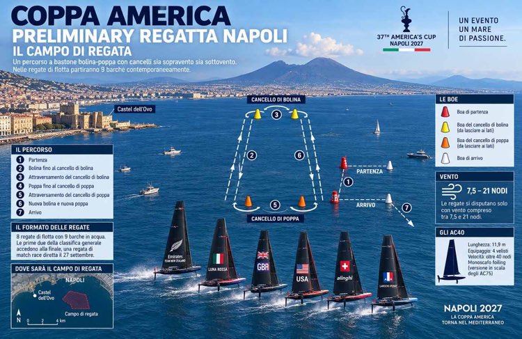 Il campo di regata dei Preliminary di Napoli