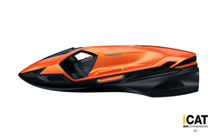 Il Seabob SE63 Lamborghini a bordo di un grande catamarano: il water toy di lusso sempre più richiesto nel charter di fascia alta.