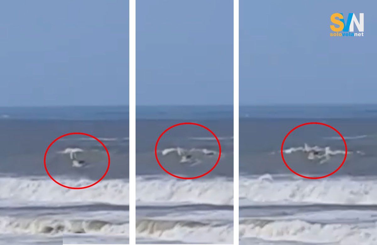 Nei fotogrammi si vede il momento in cui la barca si capovolge