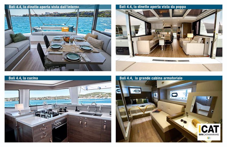 Glli interni del Balì 4.4, la barca che apre la via alla seconda generazione di catamarani Balì