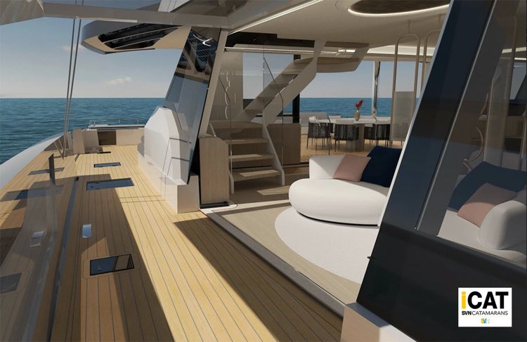 FPY 110S ha dei portelloni laterali nel salone principale che aprono questo agli spazi esterni