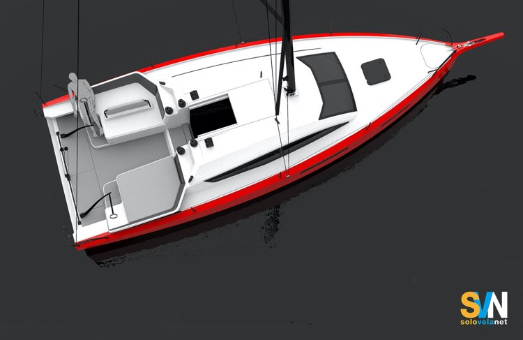 RM 980, timone a barra, baglio molto largo. L'RM 980 è una barca molto veloce per la crociera d'altura