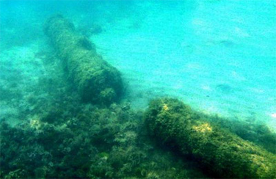 Cannoni ritrovati sul relitto della nave di Barbanera