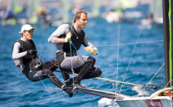 I fratelli Sibello, primi a Maiorca tra i 49er, in azione