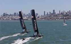 Gli AC 45 di Oracle Racing si allenano nelle acque di San Francisco