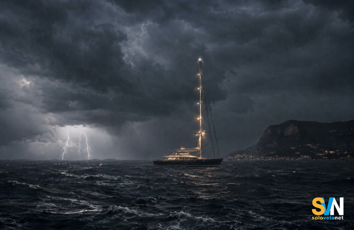 Il Bayesian alla fonda nel temproale. - Immagine generata con IA
