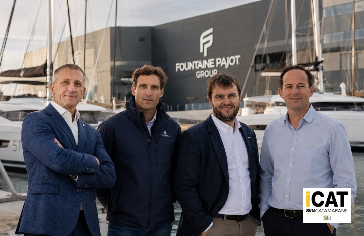 Da sinistra, Nicolas Gardies, Mathieu Fountaine, Stéven Guedeu e Romain Motteau: i protagonisti della nuova organizzazione di Fountaine Pajot Group, il gruppo francese specializzato nei catamarani da crociera che prepara il passaggio di consegne vers