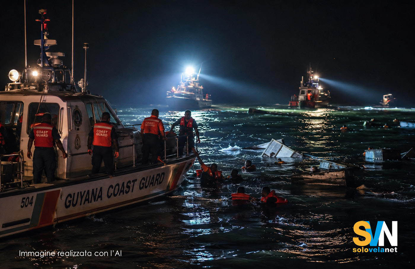 Per il slvataggio dei passaggeri del MV Barima si sono mobilitati mezzi del governo e di civili, elicotteri e aerei
