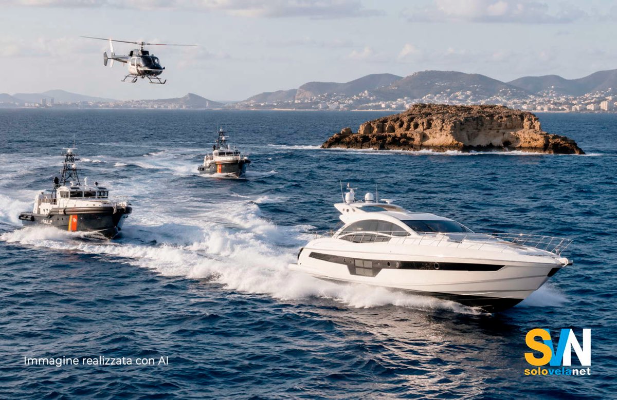 Ruba uno yacht da un milione a Maiorca e fugge verso Ibiza: inseguito per mare e aria (immagine realizzata con AI)
