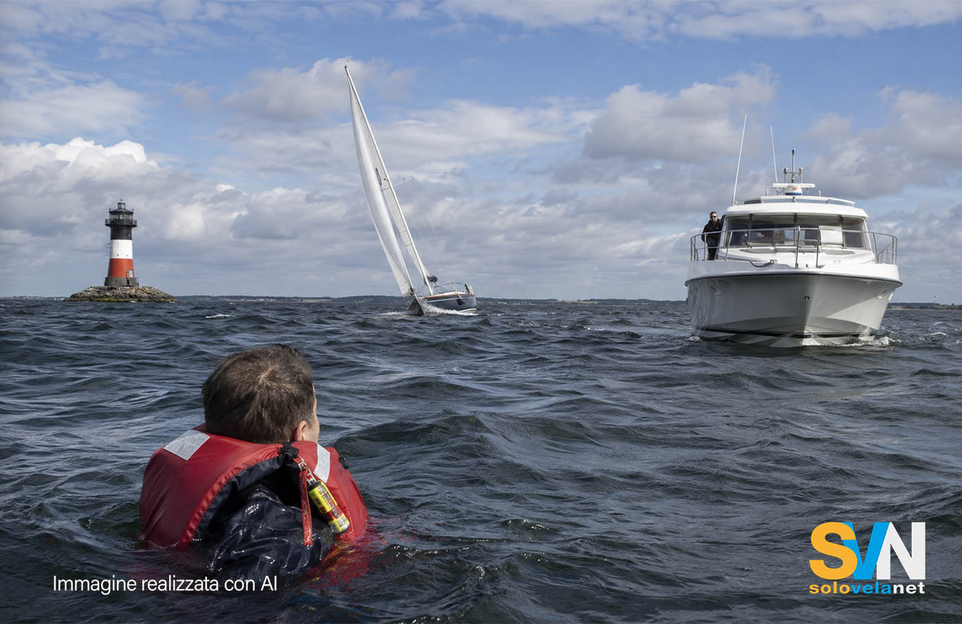 Solitario cade fuoribordo nel mar Baltico, salvato da un altra barca