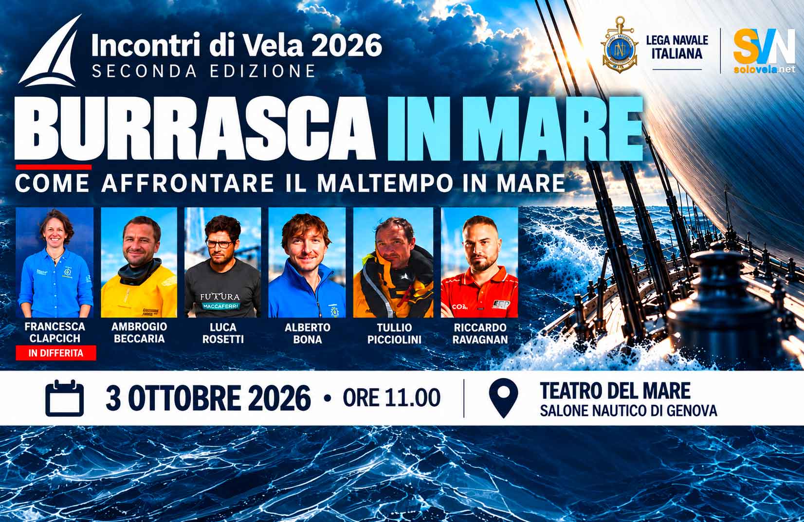 Burrasca in mare aperto: i grandi navigatori raccontano cosa fare a Incontri di Vela 2026 