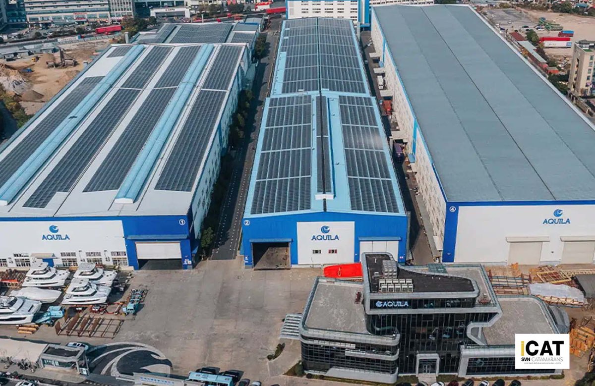Lo stabilimento di produzione dei catamarani Aquila in Cina