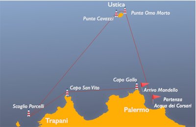 Il percorso della regata Dei Cinque Fari