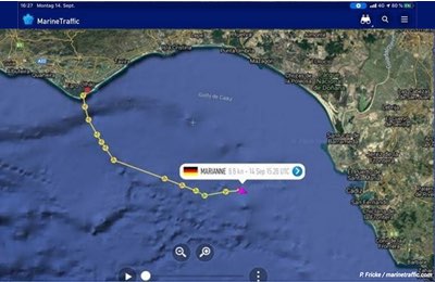 La posizione della barca nel momento dell'attacco dei pirati